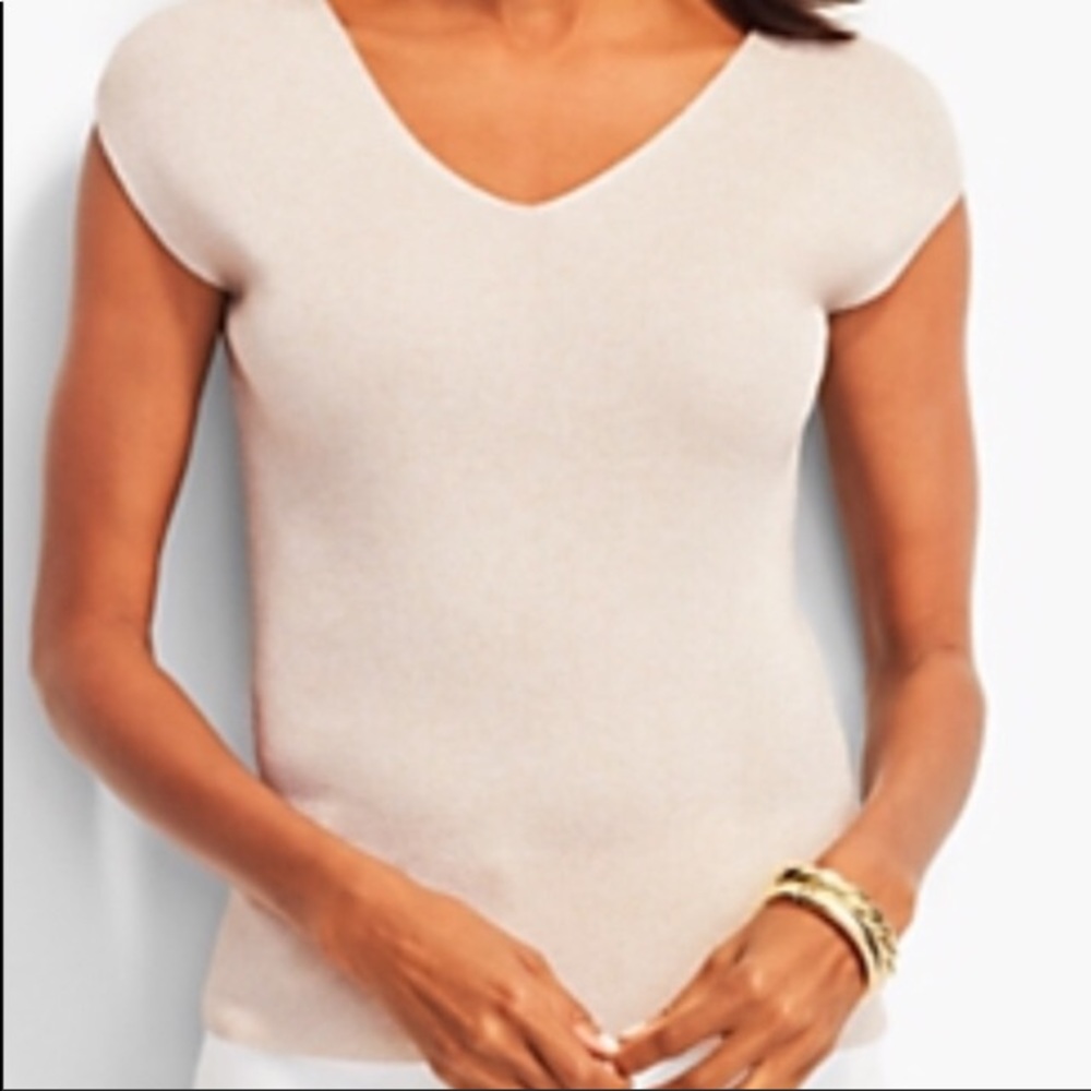 Talbots Woman knit shell in metallic gold 3X